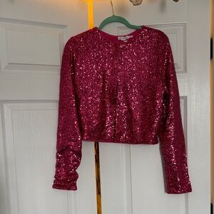 Sparkling Pink Sequin Long Sleeve Top